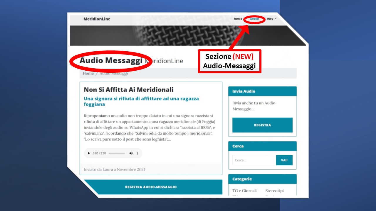 audio messaggi sezione nuova sud testimonianza pubblico utenza voce